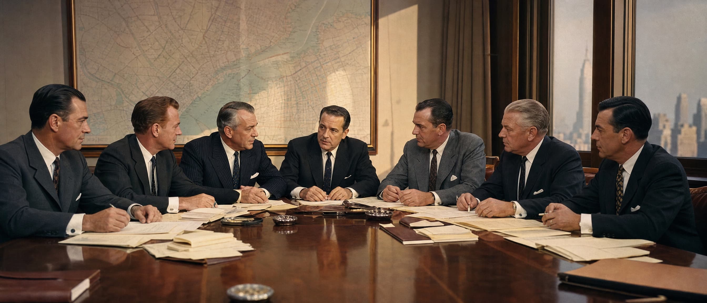 Executives seated around a boardroom table where a private share price is being negotiated